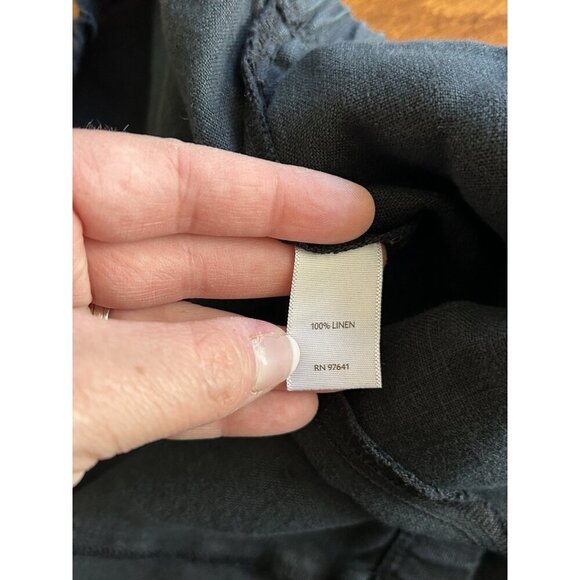 J. Jill Love Linen Pure Linen Wide Leg Crop Pullon Pants Black Lagenlook Plus 1X - Picture 3 of 6